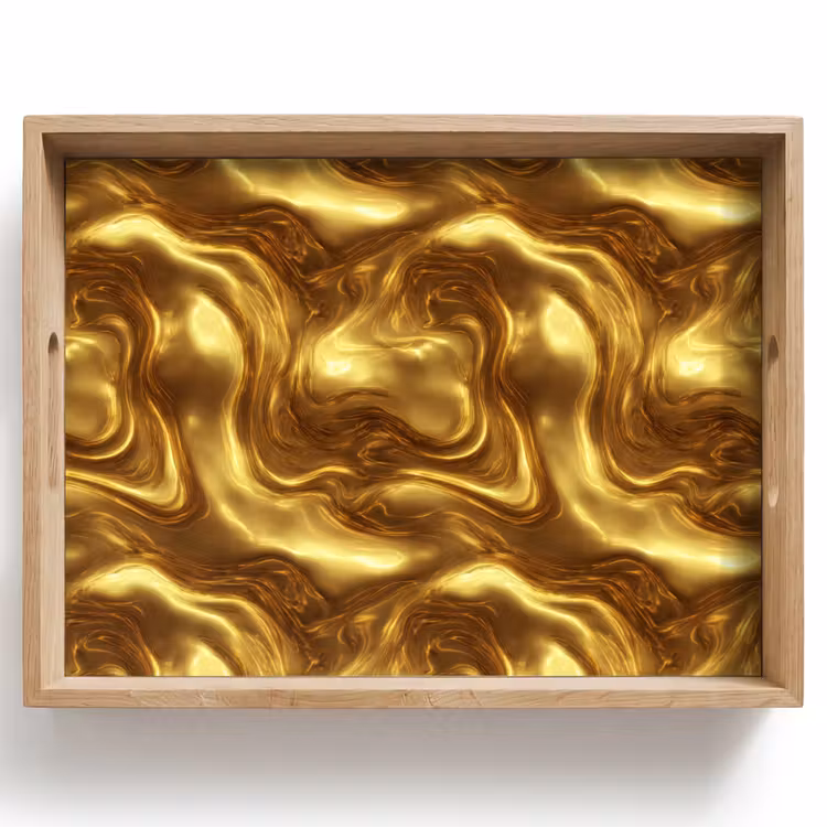 Dienblad - Textuur - Vloeibaar - Organisch - Goud — 1