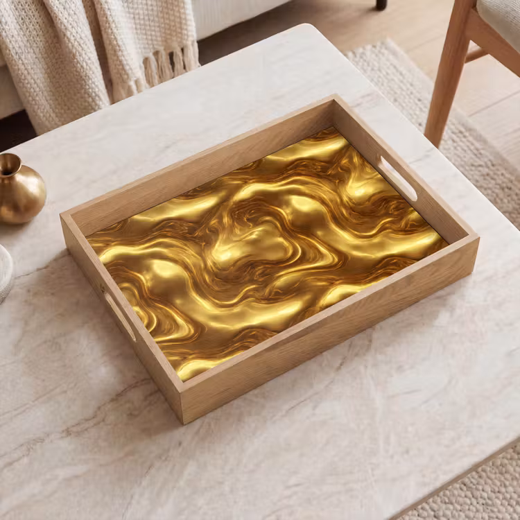 Dienblad - Textuur - Vloeibaar - Organisch - Goud — 2