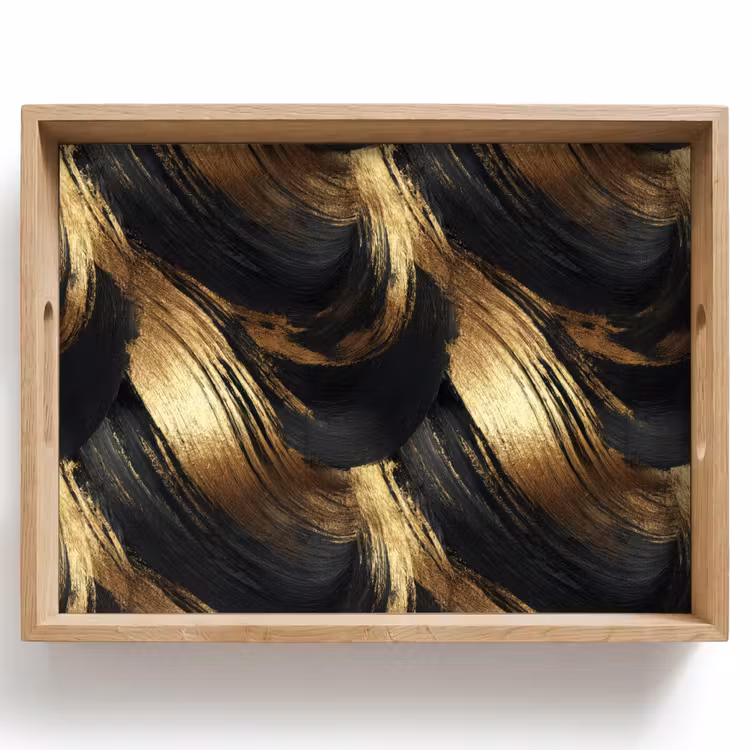 Dienblad - Verfstreken - Abstract - Goud - Zwart — 1