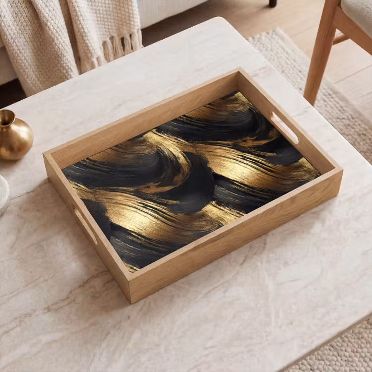 Dienblad - Verfstreken - Abstract - Goud - Zwart — 2