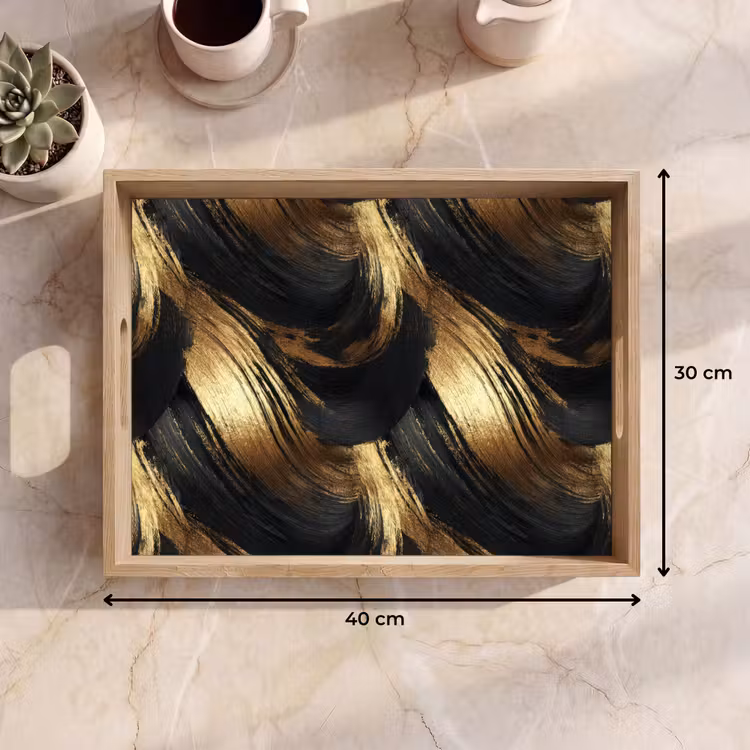Dienblad - Verfstreken - Abstract - Goud - Zwart — 9