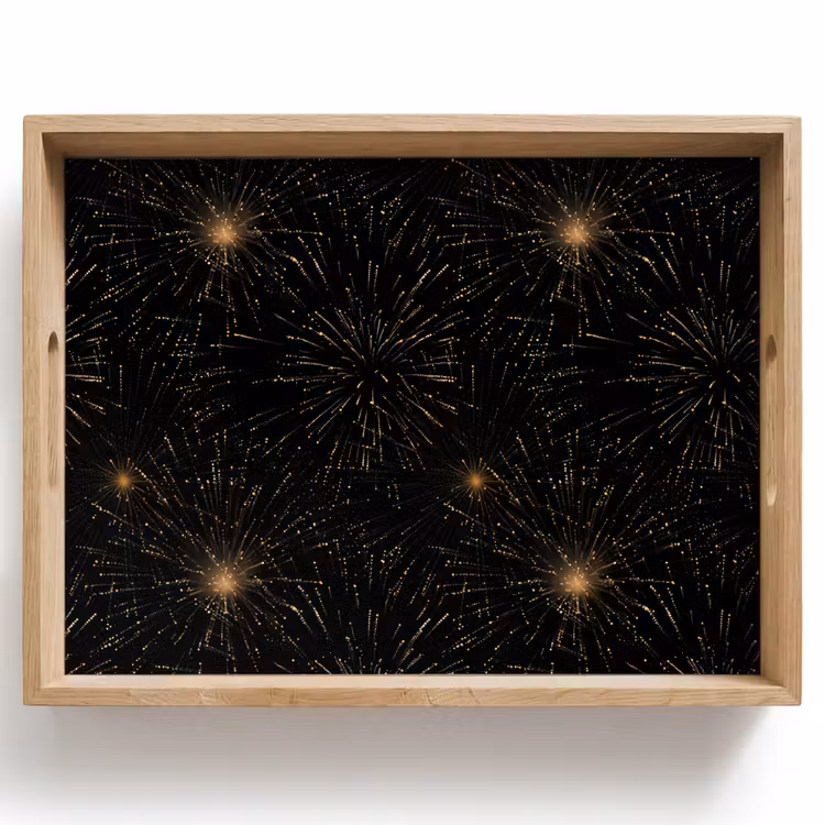 Dienblad - Vuurwerk - Patroon - Feestelijk - Goud - Zwart — 1