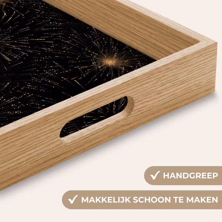 Dienblad - Vuurwerk - Patroon - Feestelijk - Goud - Zwart — 5