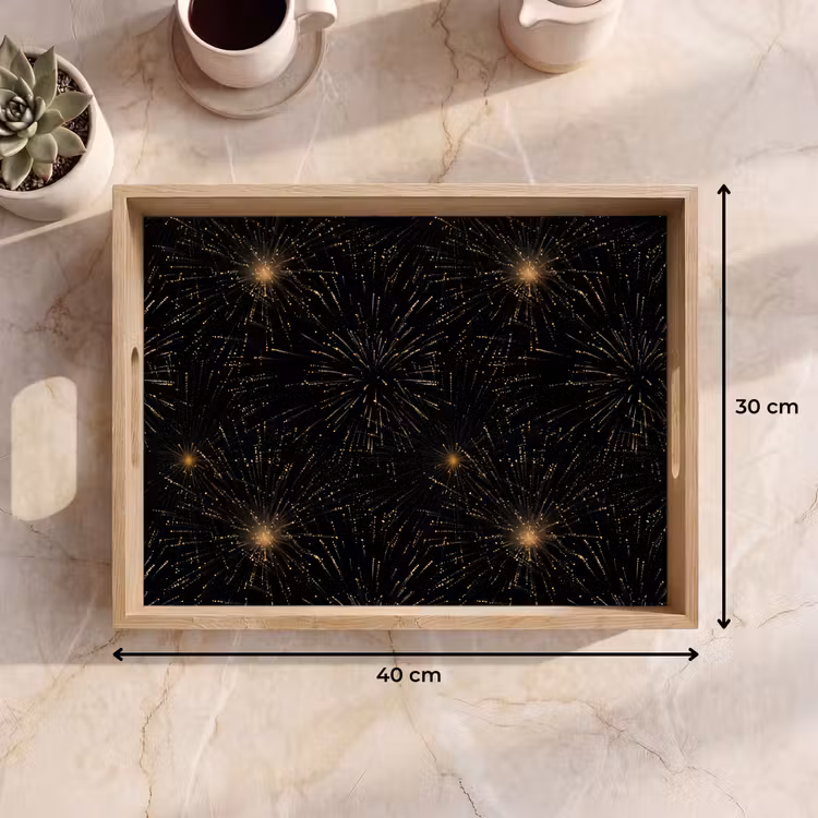 Dienblad - Vuurwerk - Patroon - Feestelijk - Goud - Zwart — 9