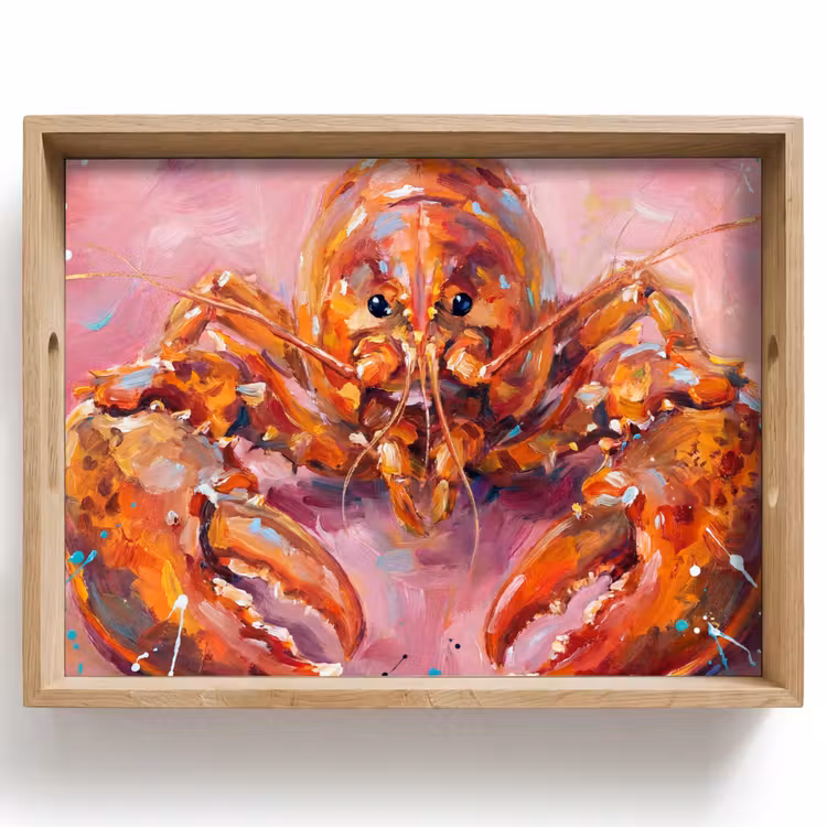 Dienblad - Zeeleven - Kreeft - Spatters - Abstract - Roze — 1