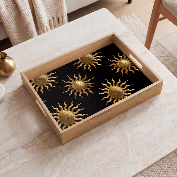 Dienblad - Zon - Patroon - Luxe - Goud - Zwart — 2