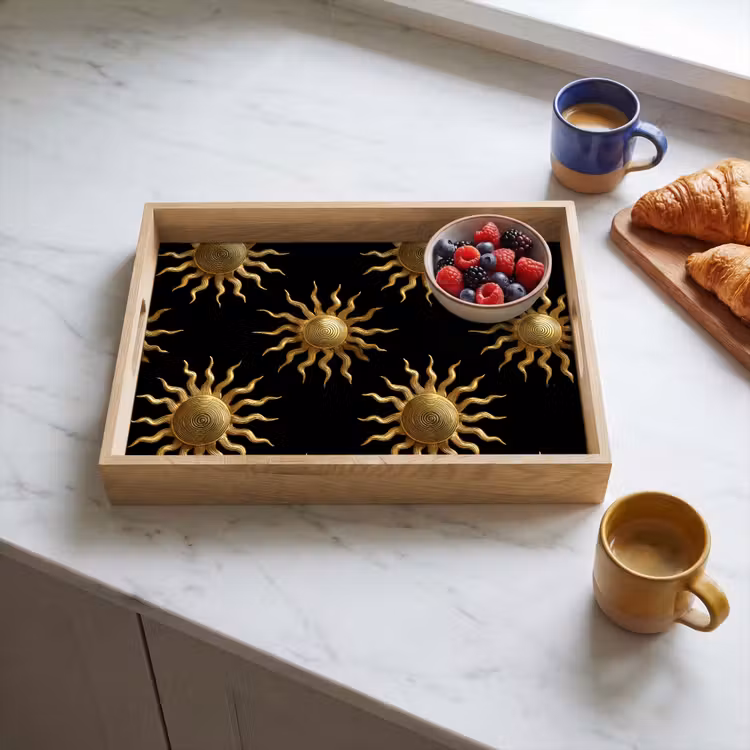 Dienblad - Zon - Patroon - Luxe - Goud - Zwart — 4