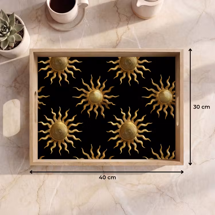 Dienblad - Zon - Patroon - Luxe - Goud - Zwart — 9