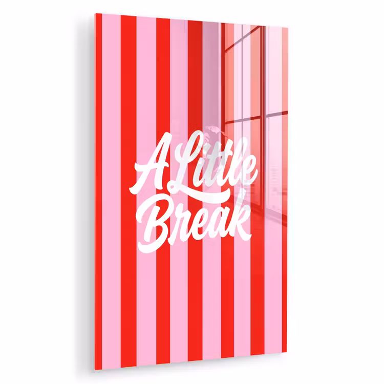 Glas schilderij - A Little Break - Strepen - Rood - Roze — 1