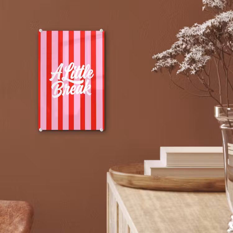 Glas schilderij - A Little Break - Strepen - Rood - Roze — 6
