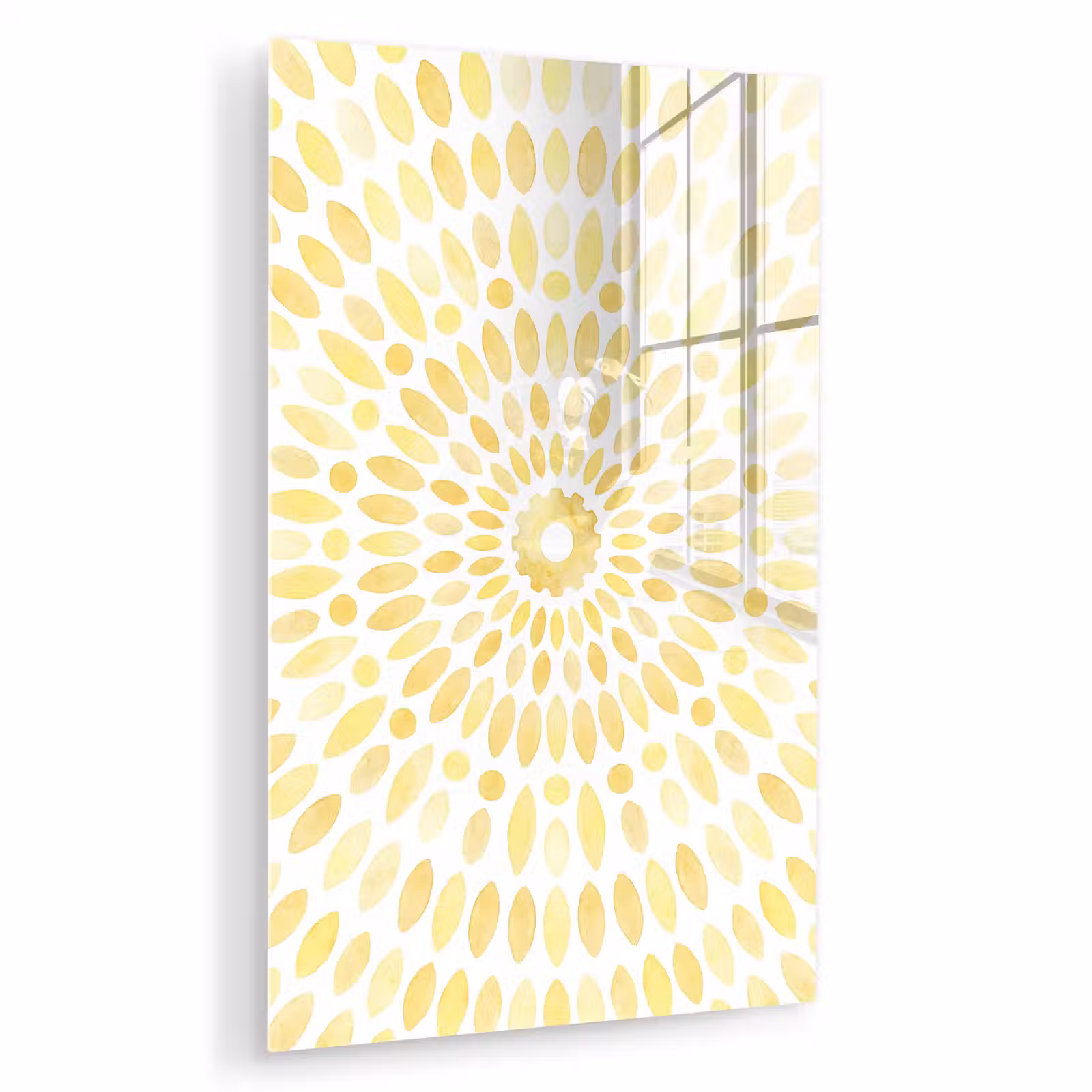 Glas schilderij - Abstract - Geometrisch - Stralend - Geel — 1