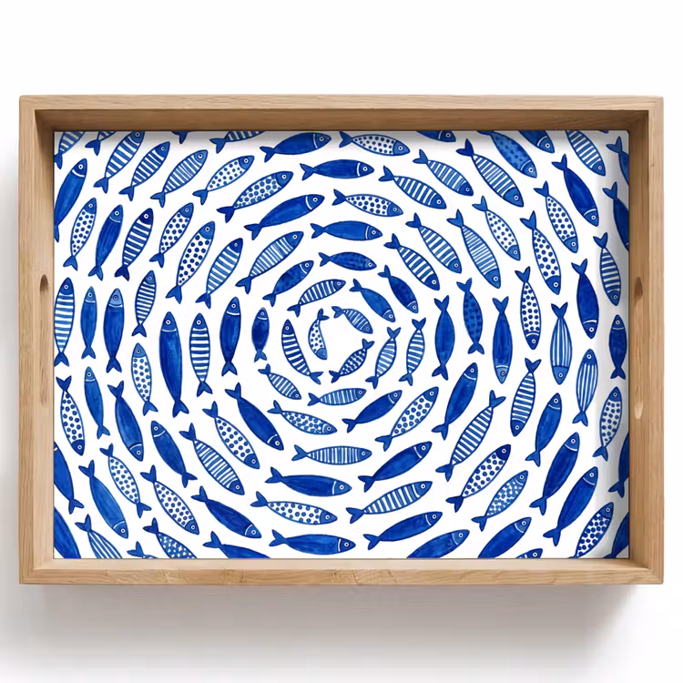Dienblad - Vis - Patroon - Onderwater - Abstract - Blauw — 1