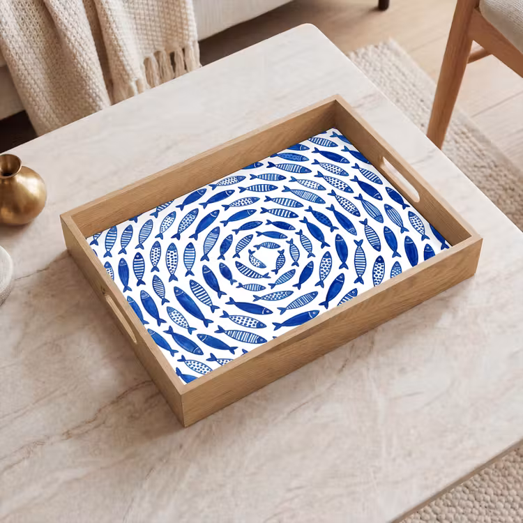 Dienblad - Vis - Patroon - Onderwater - Abstract - Blauw — 2