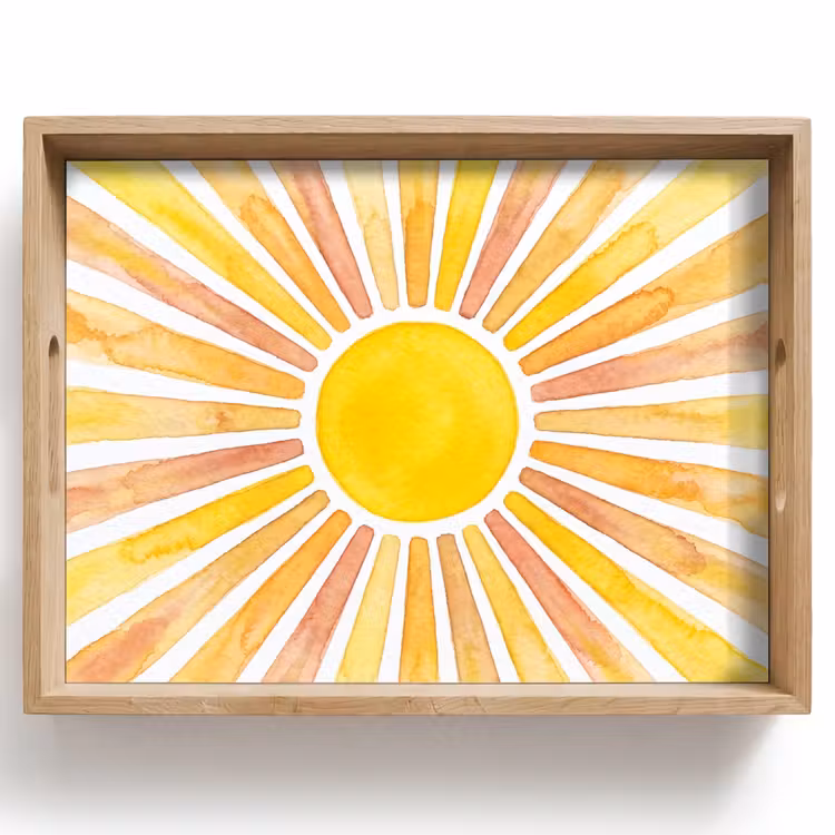 Dienblad - Zon - Stralen - Aquarel - Geel - Abstract — 1