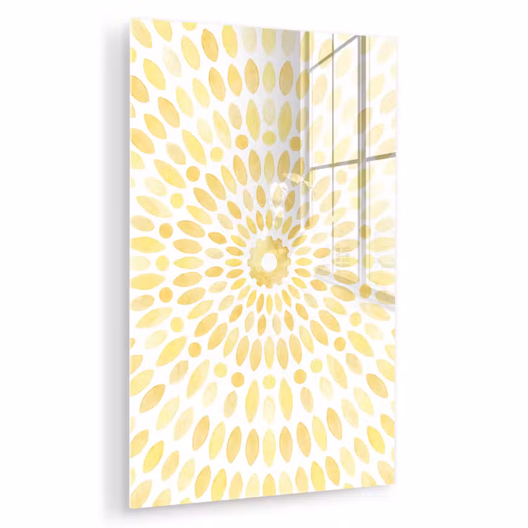 Glas schilderij - Abstract - Geometrisch - Stralend - Geel — 1