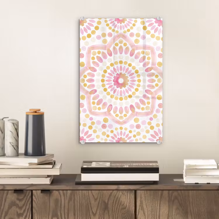 Glas schilderij - Abstract - Mandala - Kunst - Modern - Roze — 2