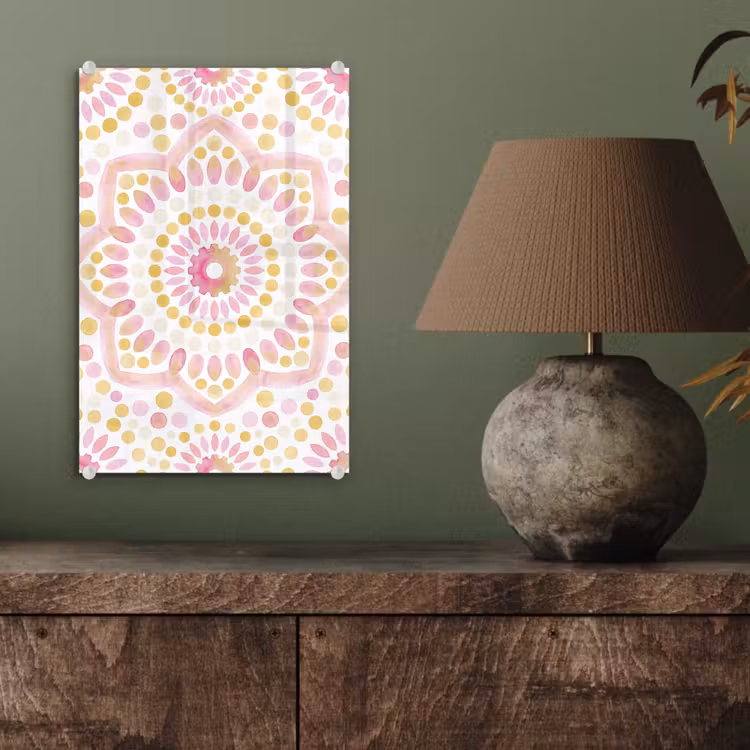 Glas schilderij - Abstract - Mandala - Kunst - Modern - Roze — 4