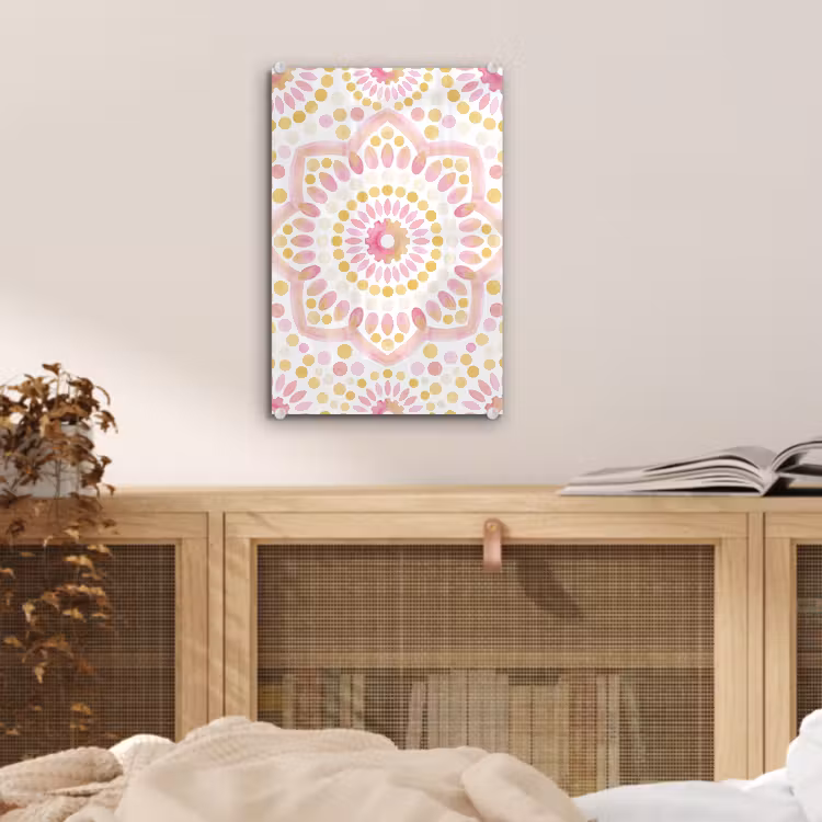 Glas schilderij - Abstract - Mandala - Kunst - Modern - Roze — 5