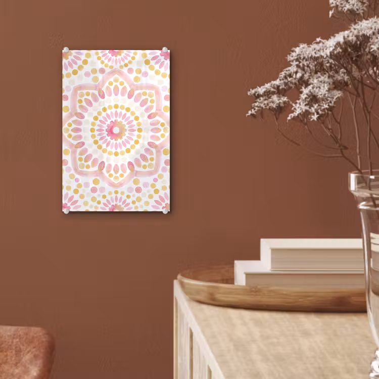 Glas schilderij - Abstract - Mandala - Kunst - Modern - Roze — 6