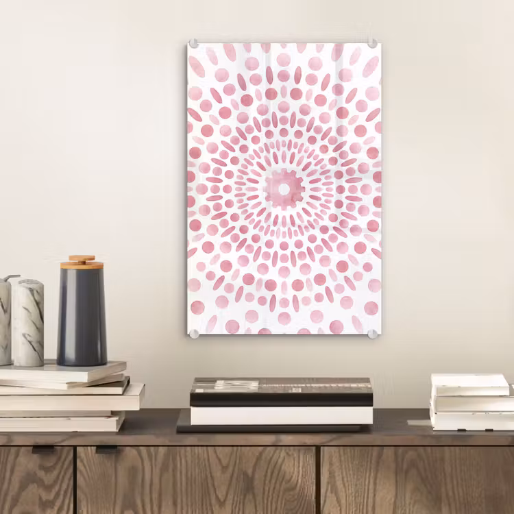 Glas schilderij - Abstract - Vormen - Patroon - Aquarel - Roze — 2
