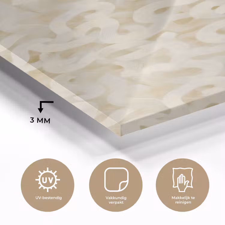 Glas schilderij - Abstract - Lijnen - Beige — 3