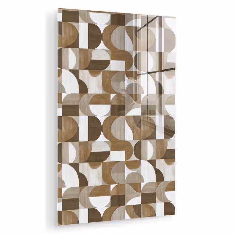 Glas schilderij - Abstract - Retro - Bruin — 1