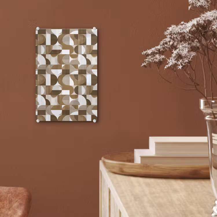 Glas schilderij - Abstract - Retro - Bruin — 6