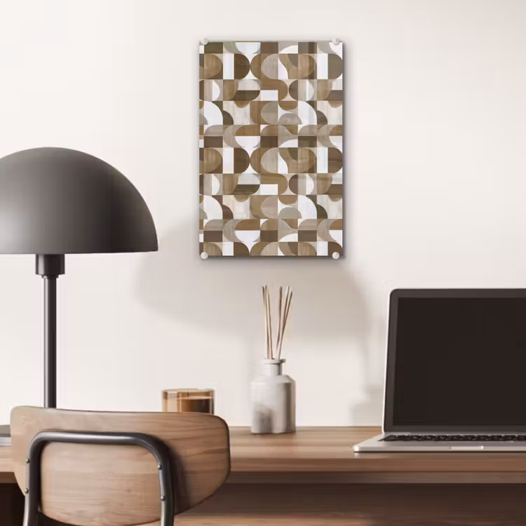 Glas schilderij - Abstract - Retro - Bruin — 7