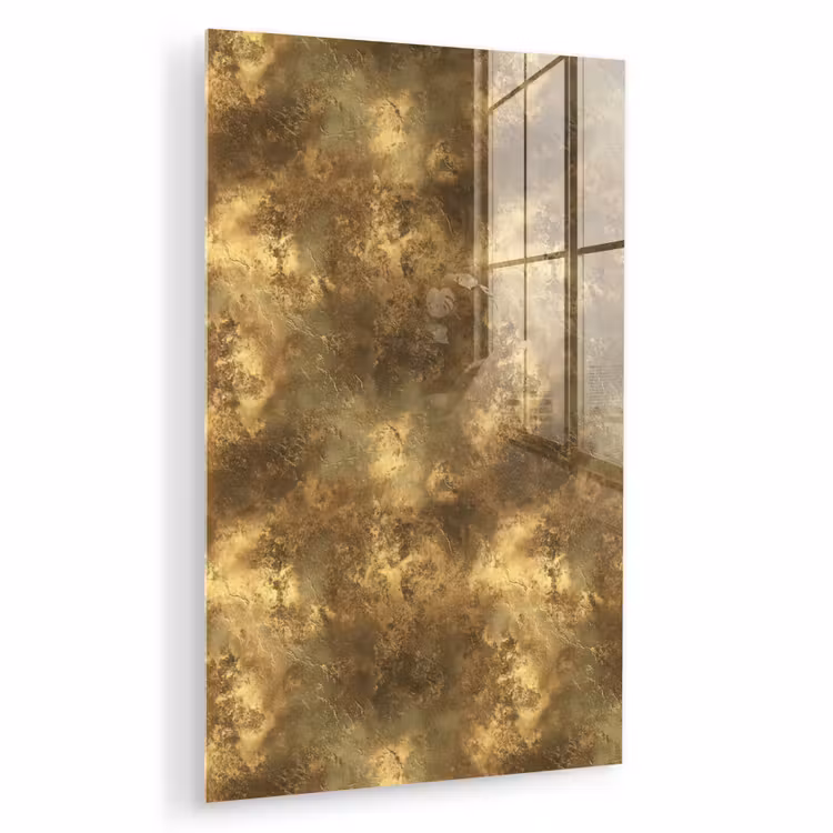 Glas schilderij - Antiek - Metaallook - Goud — 1