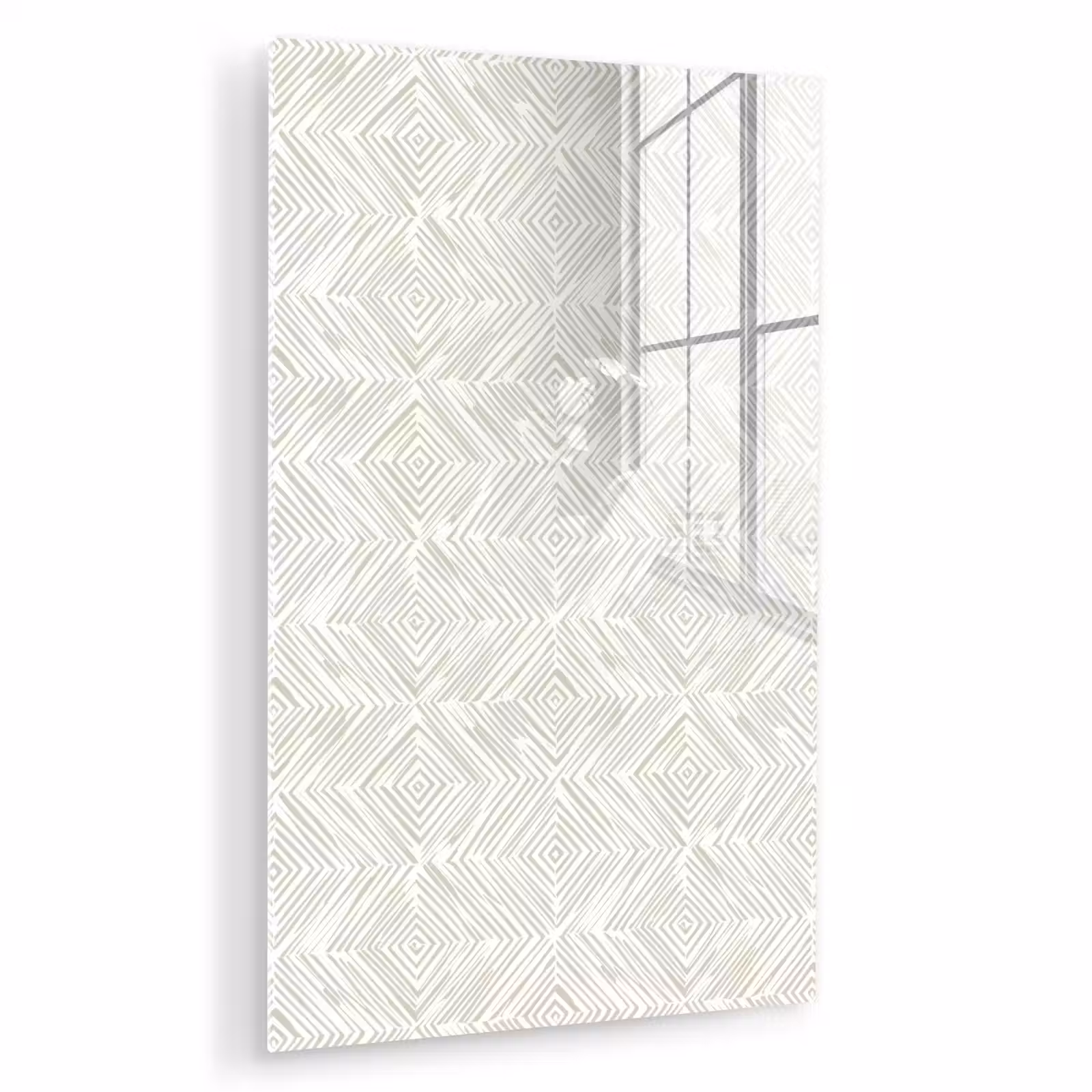Glas schilderij - Abstract - Ruiten - Beige — 1