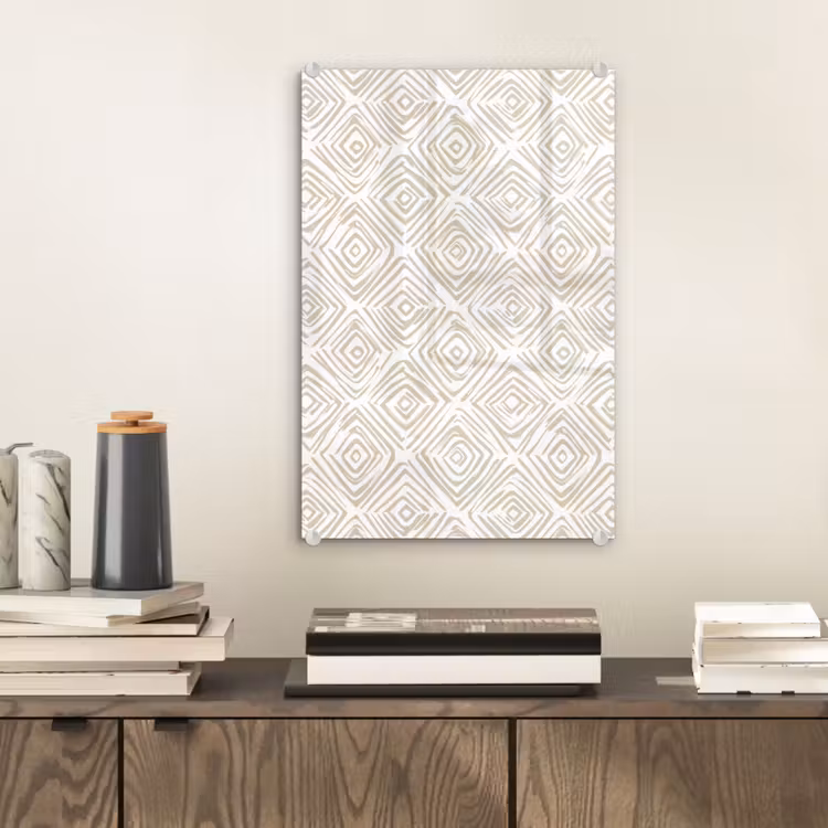 Glas schilderij - Abstract - Ruit - Beige — 2