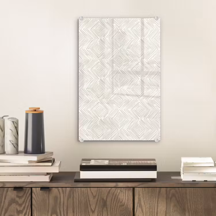 Glas schilderij - Abstract - Ruiten - Beige — 2