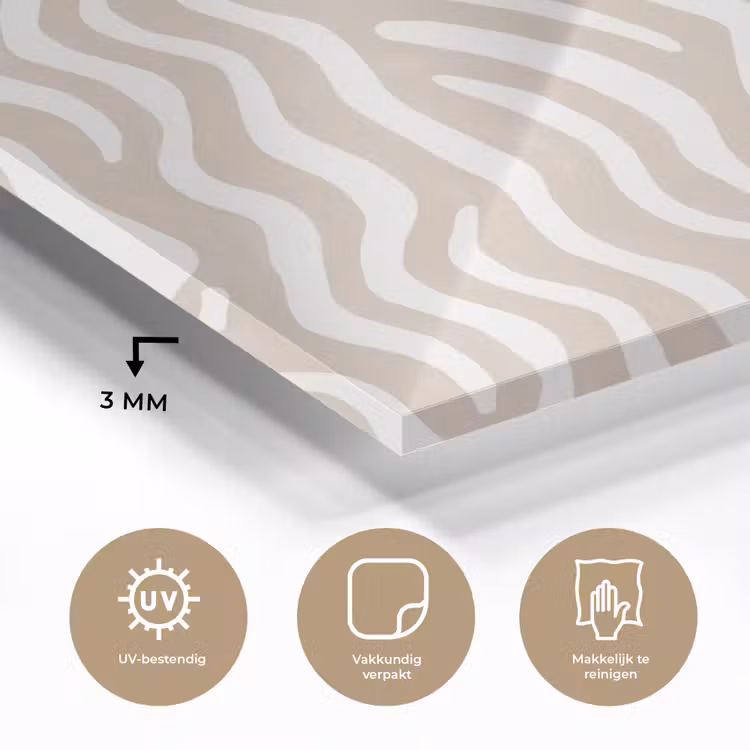 Glas schilderij - Abstract - Zebra - Beige — 3