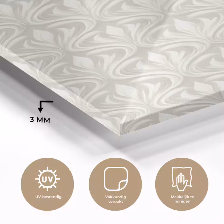 Glas schilderij - Barok - Patroon - Beige — 3