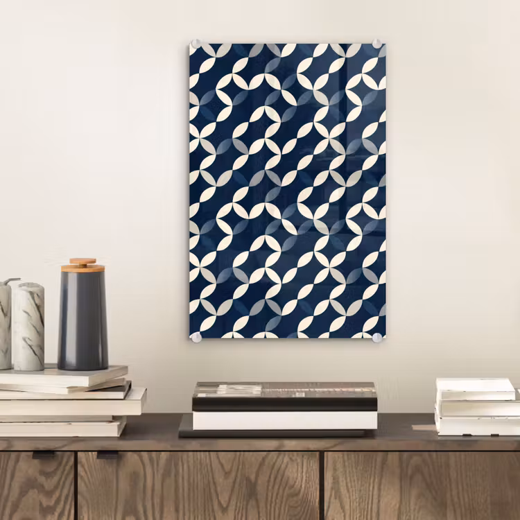 Glas schilderij - Abstract - Patroon - Blauw — 2