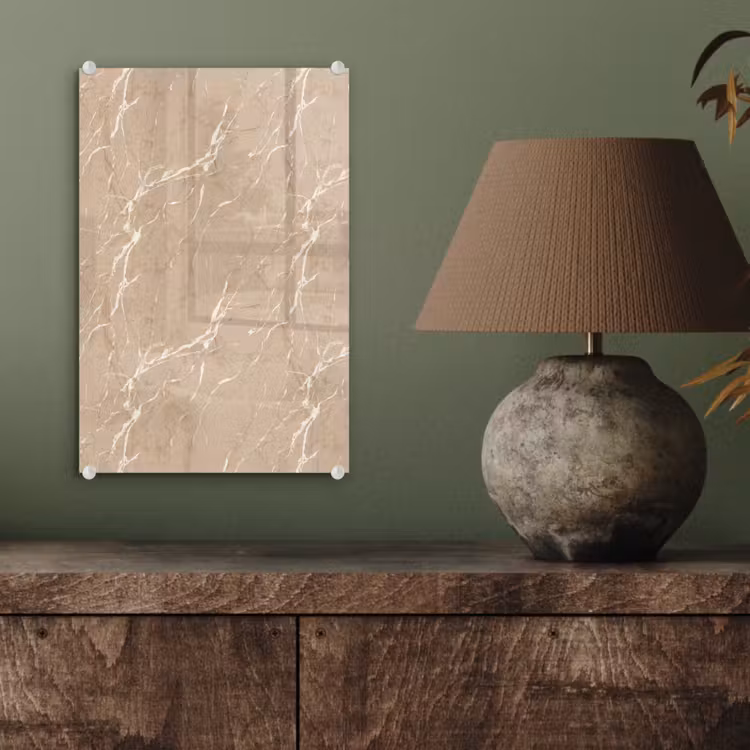 Glas schilderij - Beige - Marmer - Organisch - Wit — 4