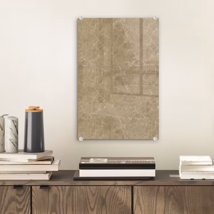 Glas schilderij - Beige - Marmer - Witte aders — 2