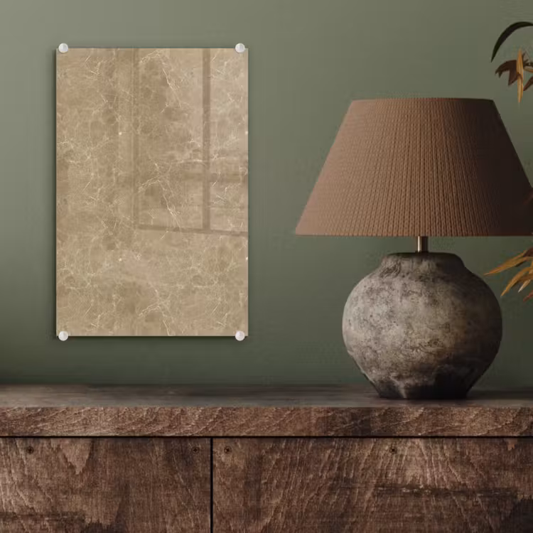 Glas schilderij - Beige - Marmer - Witte aders — 4