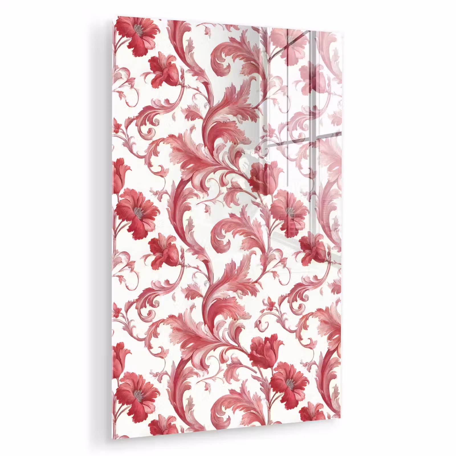 Glas schilderij - Barok - Patroon - Rood — 1