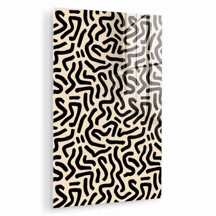 Glas schilderij - Abstract - Lijnen - Zwart — 1