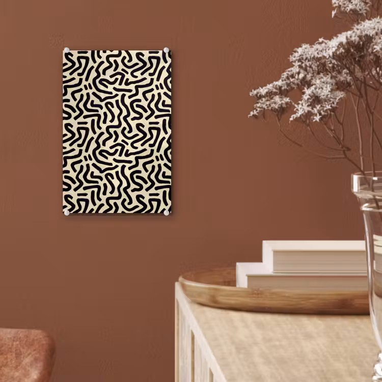 Glas schilderij - Abstract - Lijnen - Zwart — 6