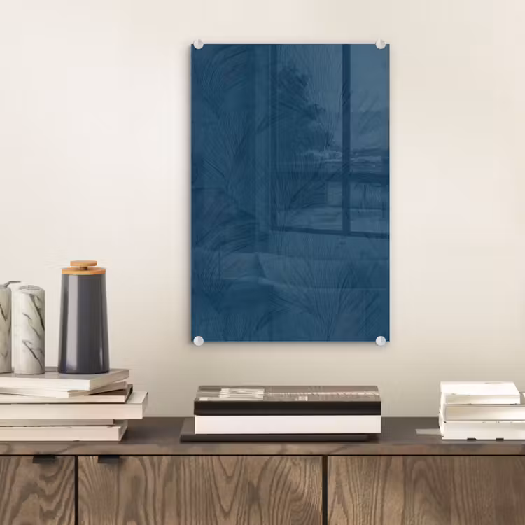 Glas schilderij - Abstract - Patroon - Donkerblauw - Elegant — 2
