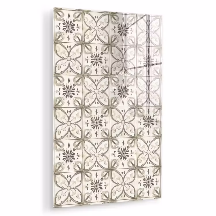 Glas schilderij - Antiek - Tegel - Beige — 1