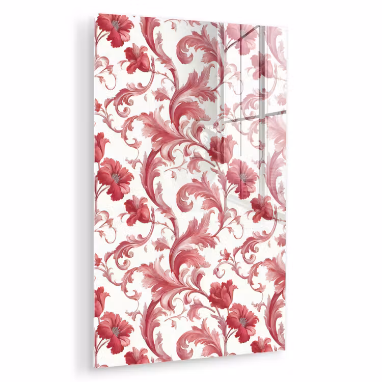 Glas schilderij - Barok - Patroon - Rood — 1