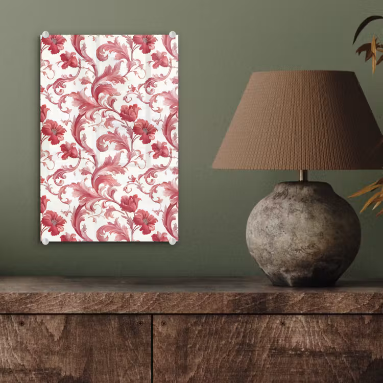 Glas schilderij - Barok - Patroon - Rood — 4