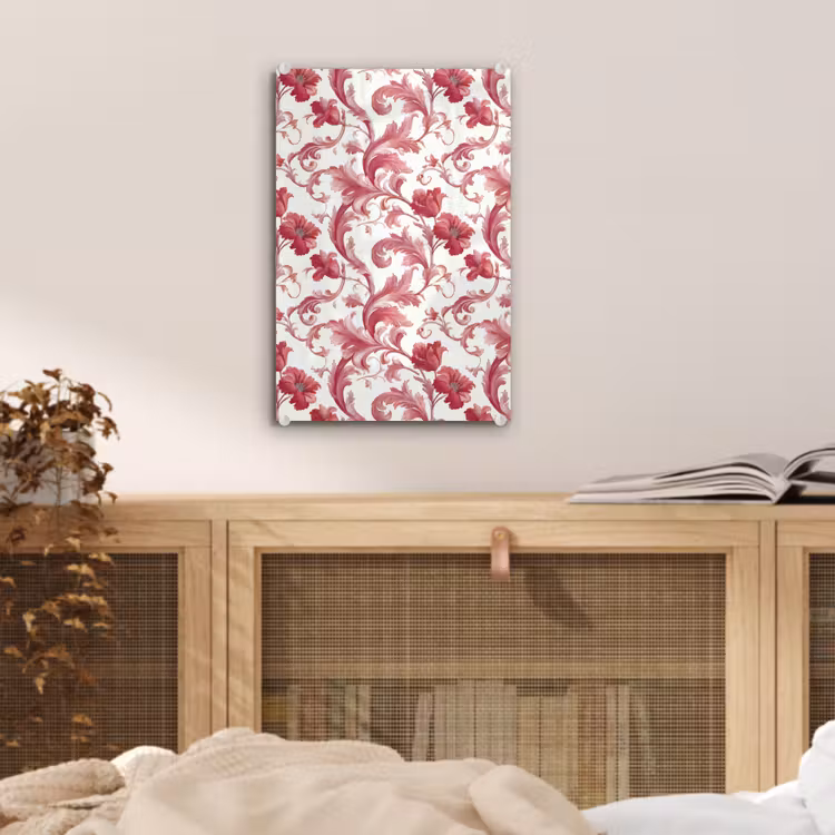 Glas schilderij - Barok - Patroon - Rood — 5