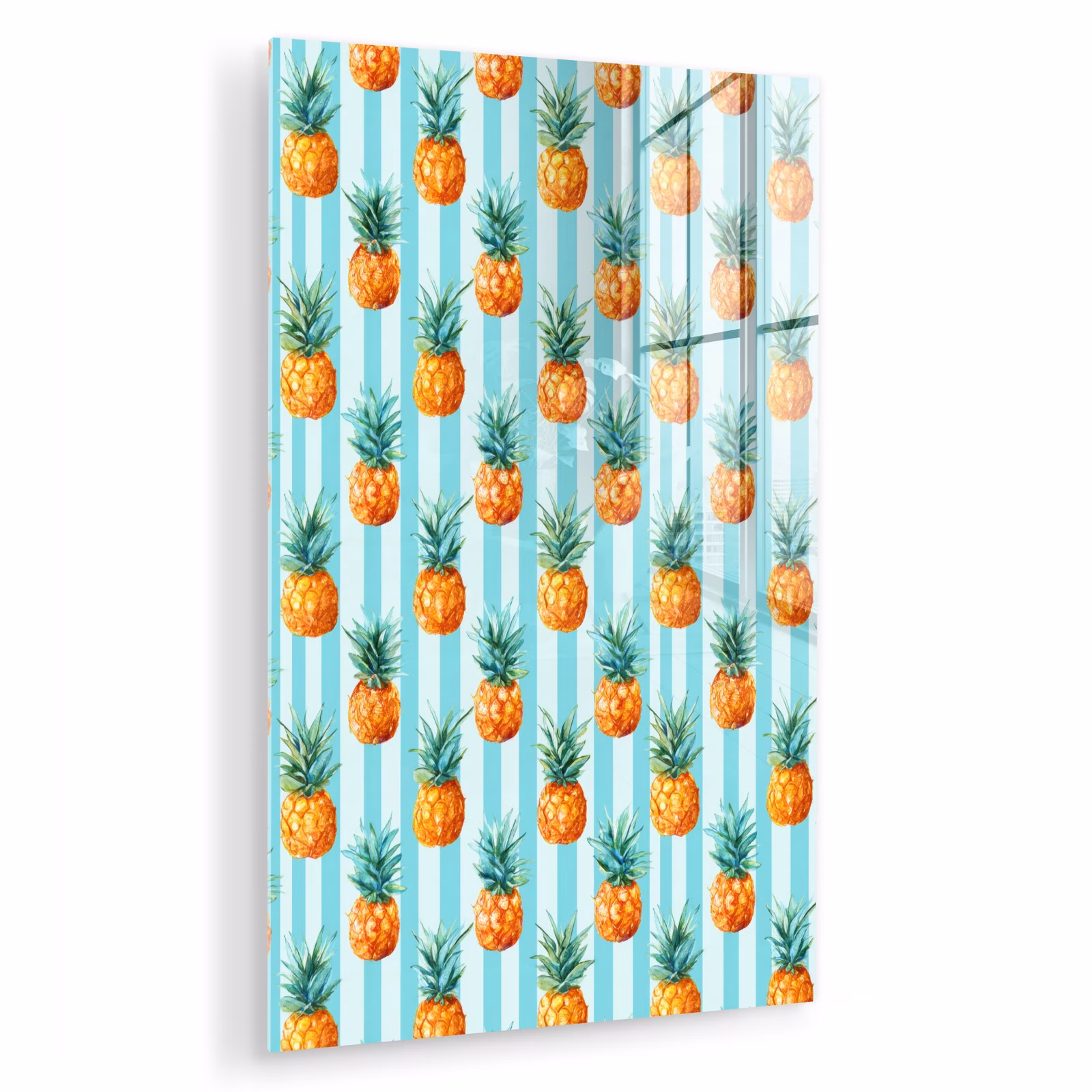 Glas schilderij - Ananas - Strepen - Groen — 1