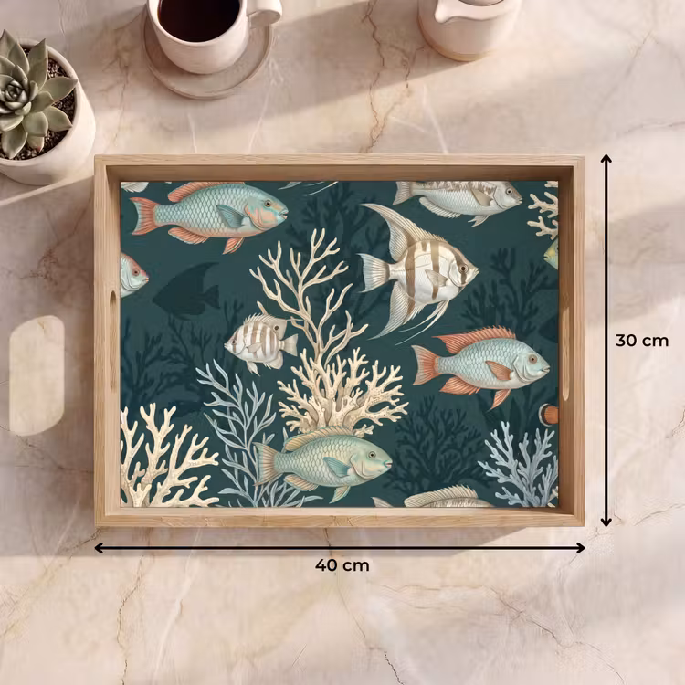 Dienblad - Vis - Koraal - Onderwater - Illustratie — 9