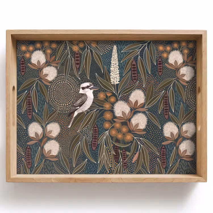 Dienblad - Vogel - Bladeren - Natuur - Illustratie - Groen — 1