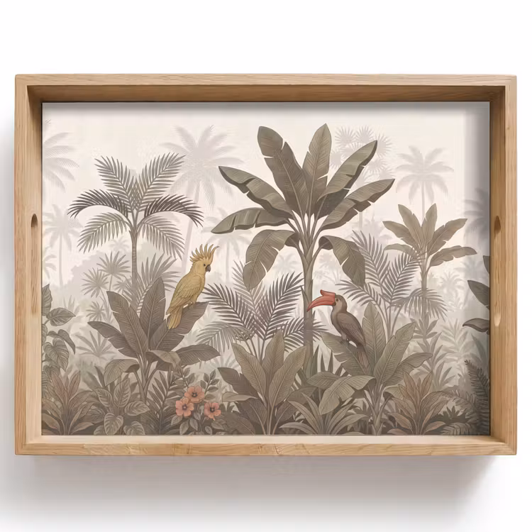 Dienblad - Vogel - Jungle - Tropisch - Illustratie - Groen — 1